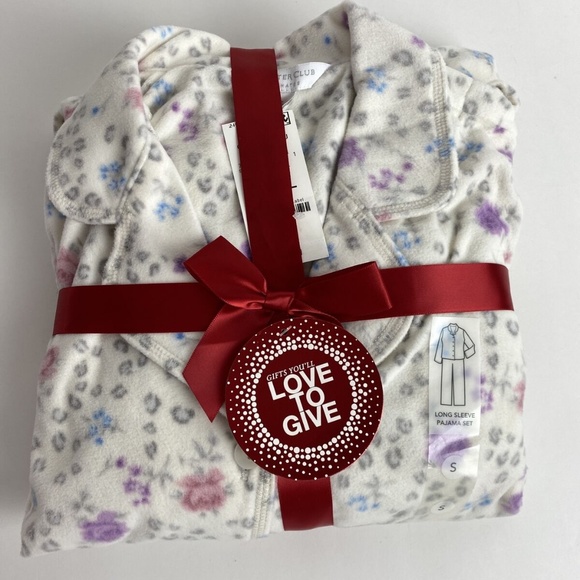Charter Club Cozy Fleece Floral Animal Pajama Set - Picture 1 of 7